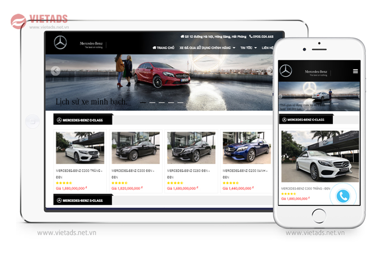 Mẫu thiết kế web bán xe ô tô đẹp Mercedes-Benz