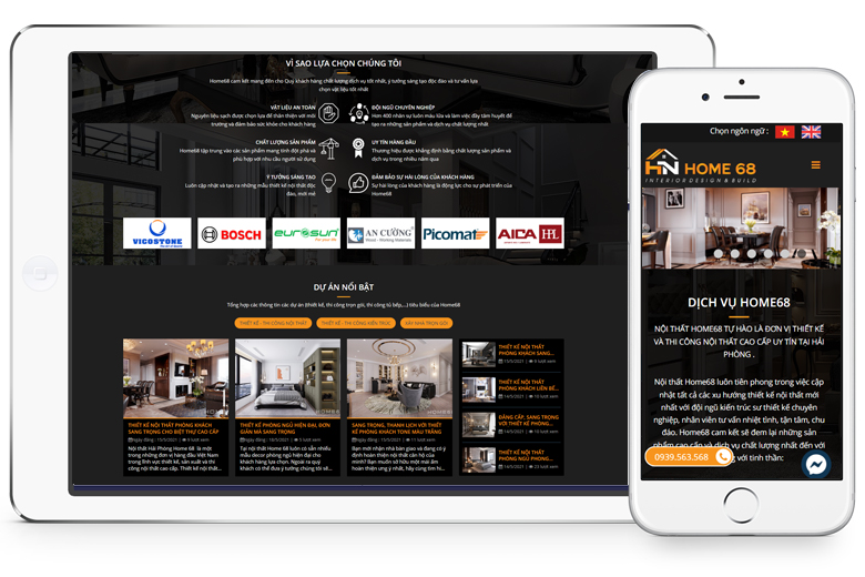 Thiết kế website bán nội thất đẹp, chuyên nghiệp, đa ngôn ngữ