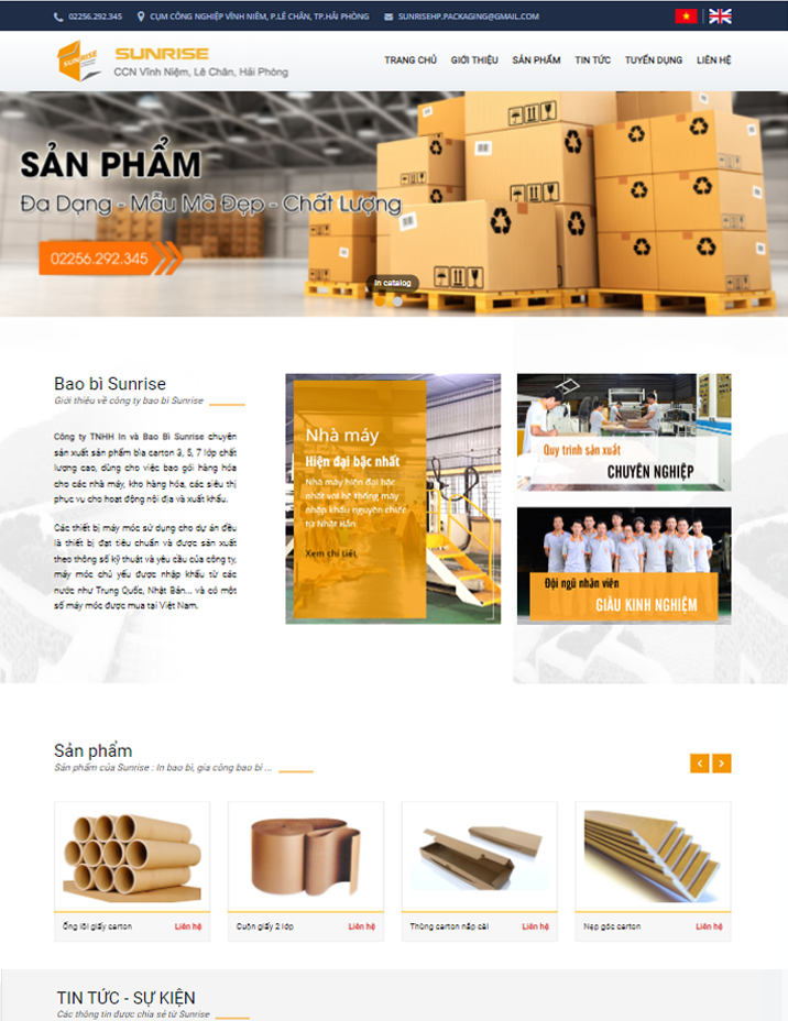 Mẫu website giới thiệu công ty in ấn, sản xuất bao bì đẹp, chất lượng
