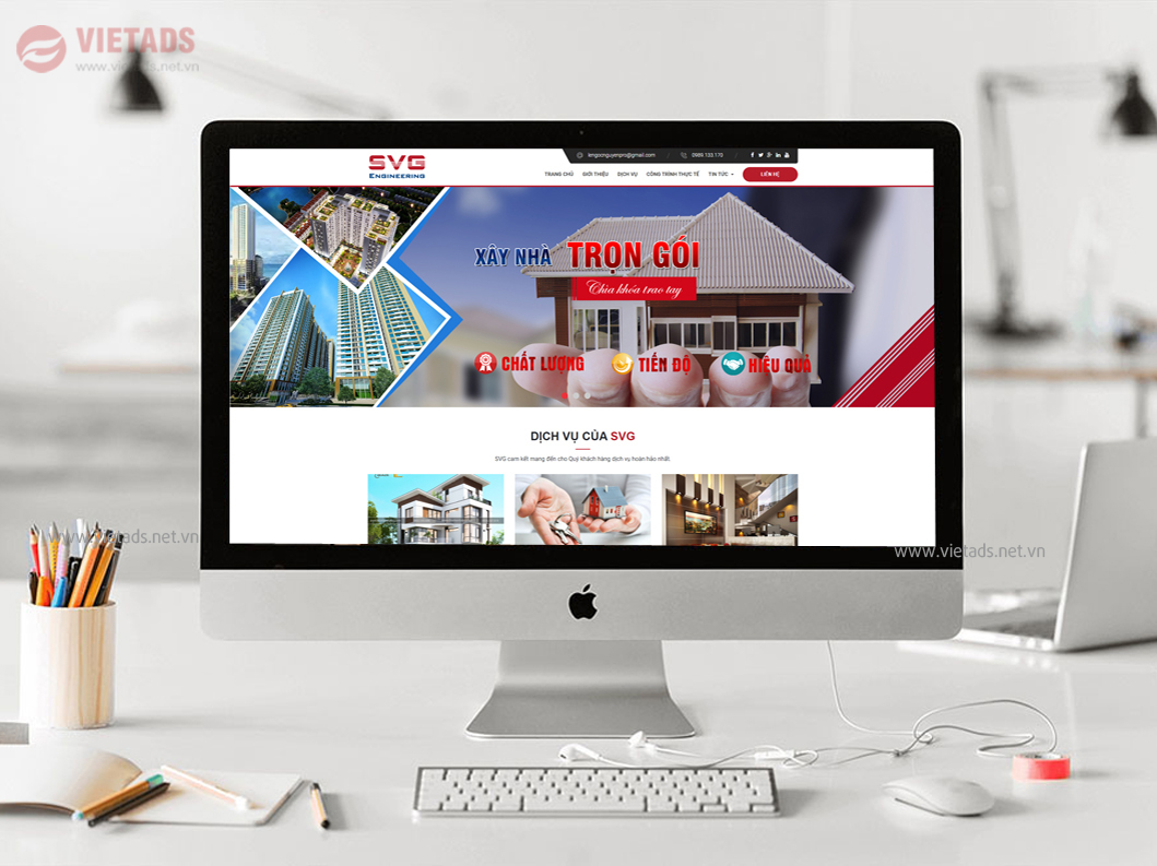 Mẫu website công ty xây dựng kiến trúc đẹp, chuẩn Seo- VIETADS