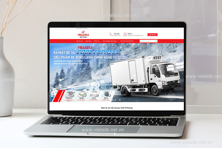 Mẫu website bán xe tải Isuzu Hải Phòng - Isuzu VietPhat đẹp, chuyên nghiệp, chuẩn SEO 