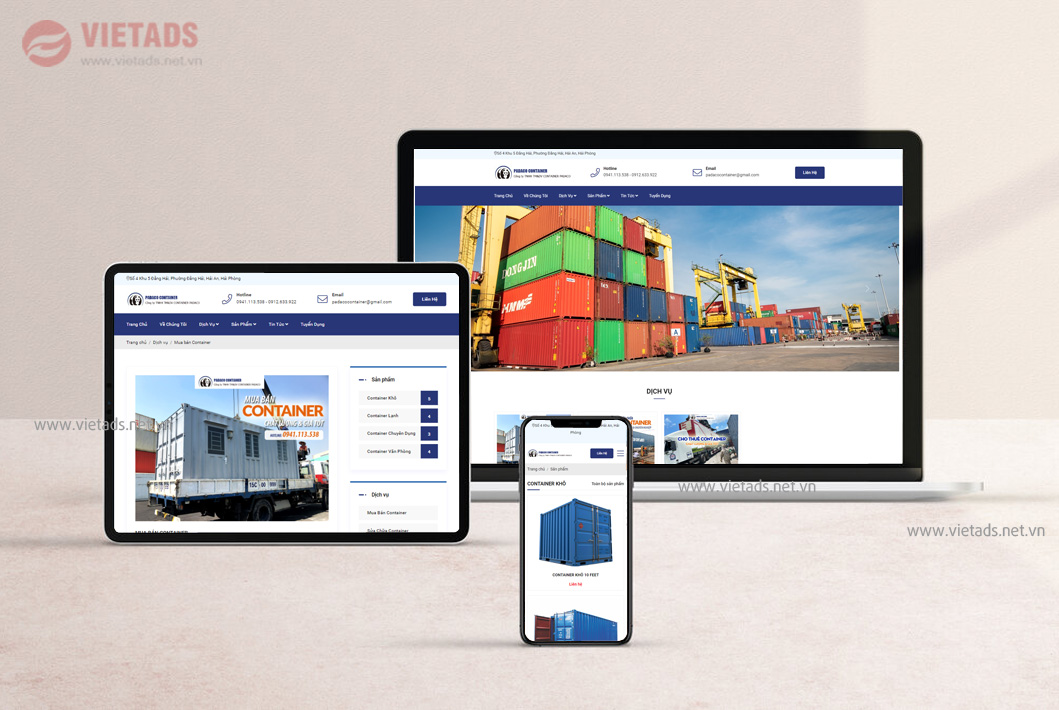 Thiết kế website mua bán container chuyên nghiệp thân thiện với mọi giao diện di động